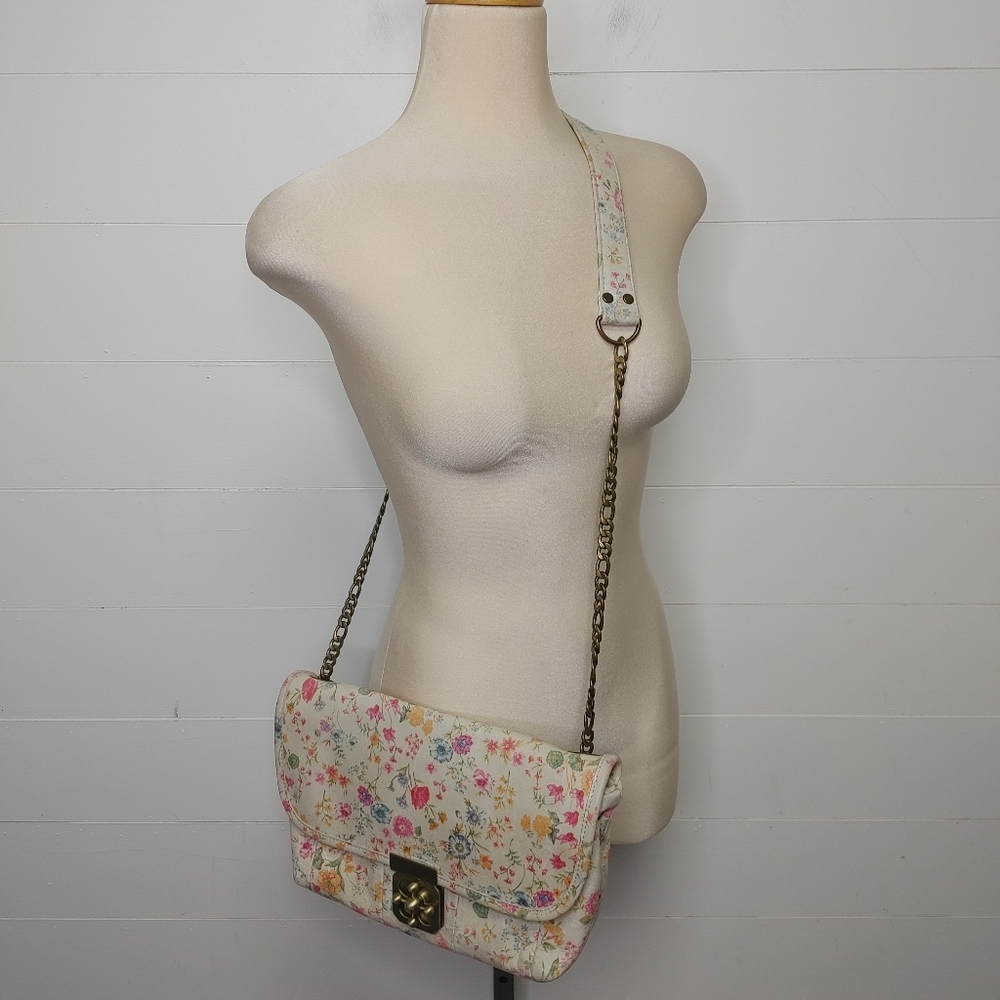 Etui London floral gold chain crossbody bag